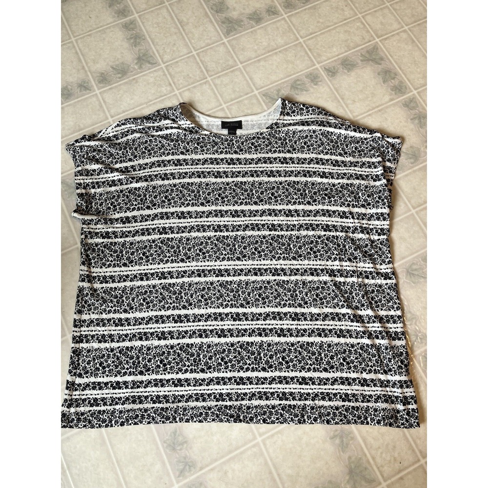 J Jill Wearever Collection Floral Raglan‎ Soft Cottagecore Large Floral Stripe